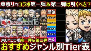 【コトダマン】#1580 東リベコラボ第一弾＆第二弾は引くべき？おすすめジャンル別Tier表【コラボガチャキャラ考察】